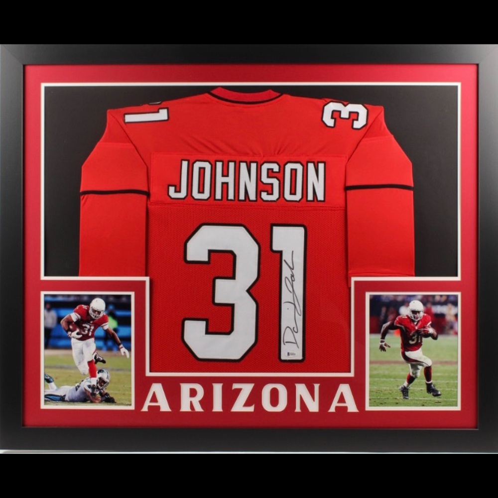 David Johnson Signed 35x43 Fr. Jers. (Beckett COA)